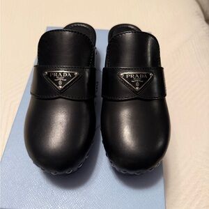 Prada Black Leather Slip-On Shoes